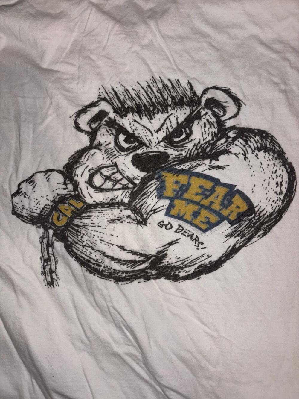 Vintage Cal Golden Bears Graphic T-Shirt White Fear Me College Tee